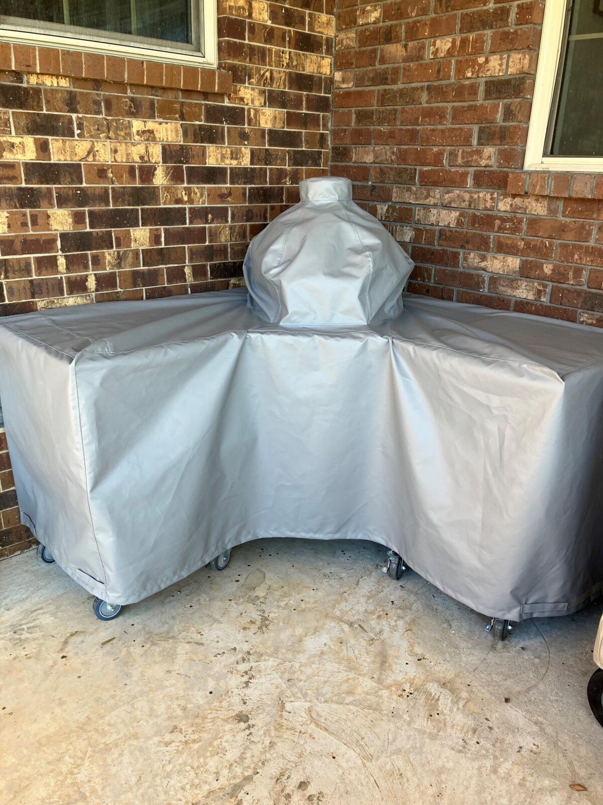 Custom-Big-Green-Egg-Grill-Cart-Cover-HarborTime-Edge-Shale-Grey