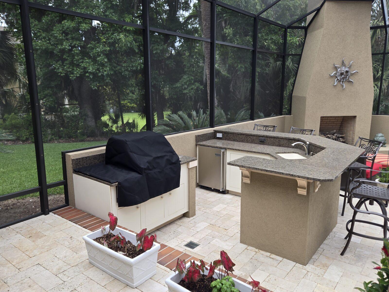 Custom-Built-In-Grill-and-Side-Burner-Cover-Sunbrella-Marine-Black-1